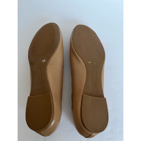 Copper Key Lovely Leather Beige Tan Scalloped Edge Ballet Flat Comfort Shoes 8 - Picture 8 of 8